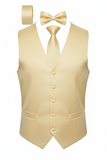 Men's Solid Vest Set with Matching Tie, Bow Tie & Hanky – VS801