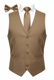 Men's Solid Vest Set with Matching Tie, Bow Tie & Hanky – VS801