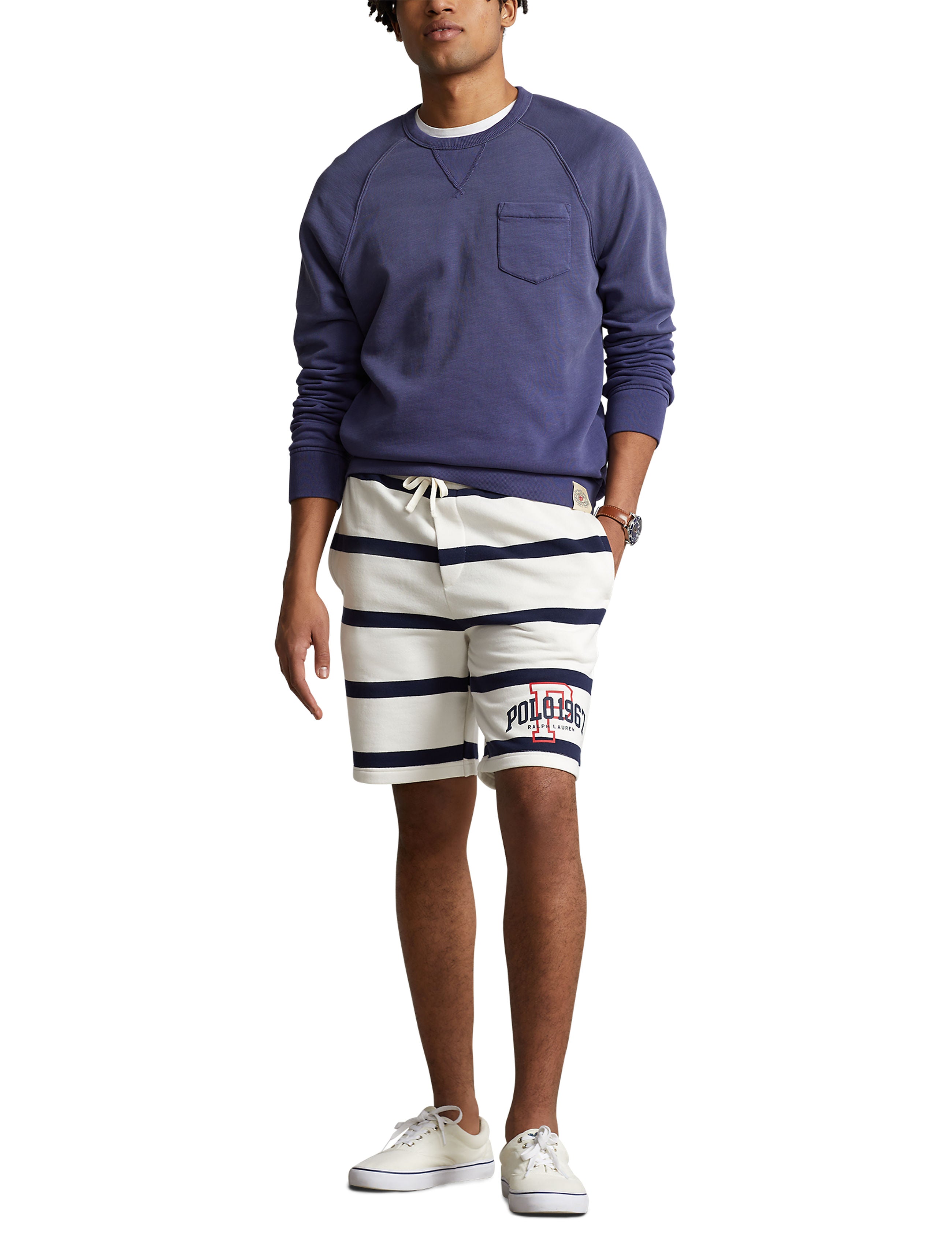 Polo Ralph Lauren Short - 8.5 Inch Logo Striped Fleece Shirt
