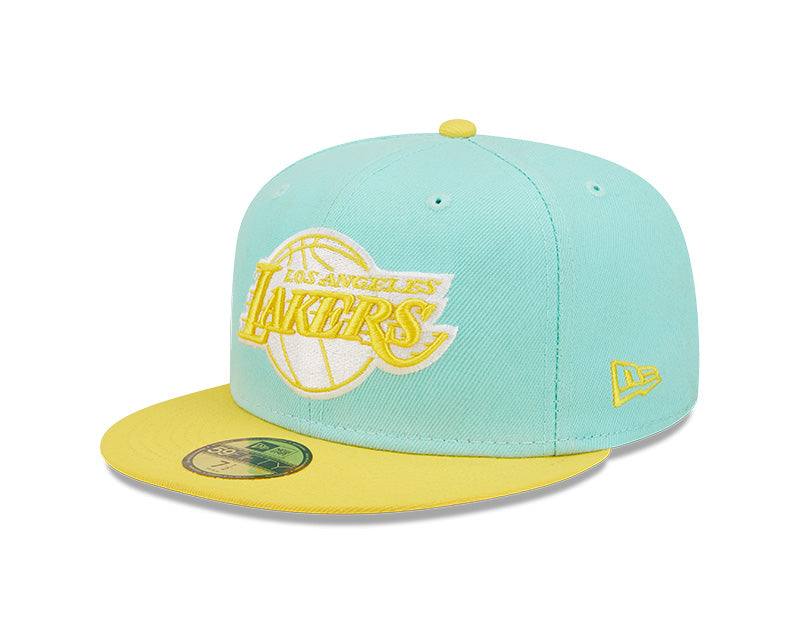 Buy New Era Los Angeles Lakers Teal & Yellow Fitted Hat at in Style 8 1/4 / Color Pack