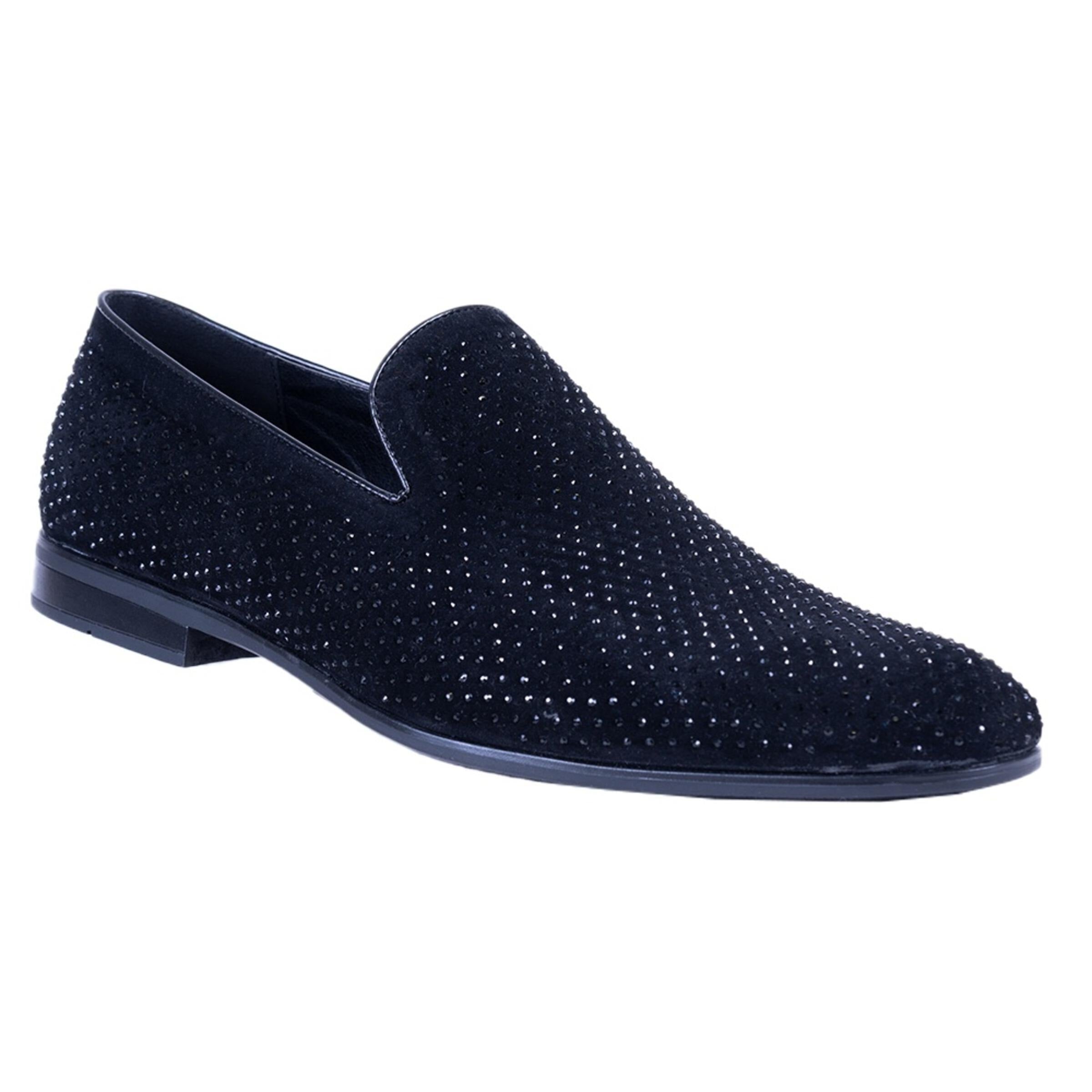 Buy Romario Black Shiny Slip On Dress Shoes at In Style 9