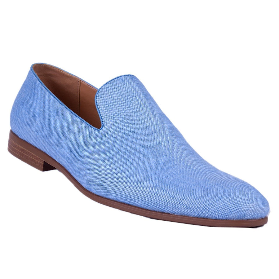 baby blue dress shoes men OneDrop Men Sky Blue Handmade Leather Prom Party And Wedding Dress Shoes Loafers Metal Tassels Sky Blue / 4.5 main image 0