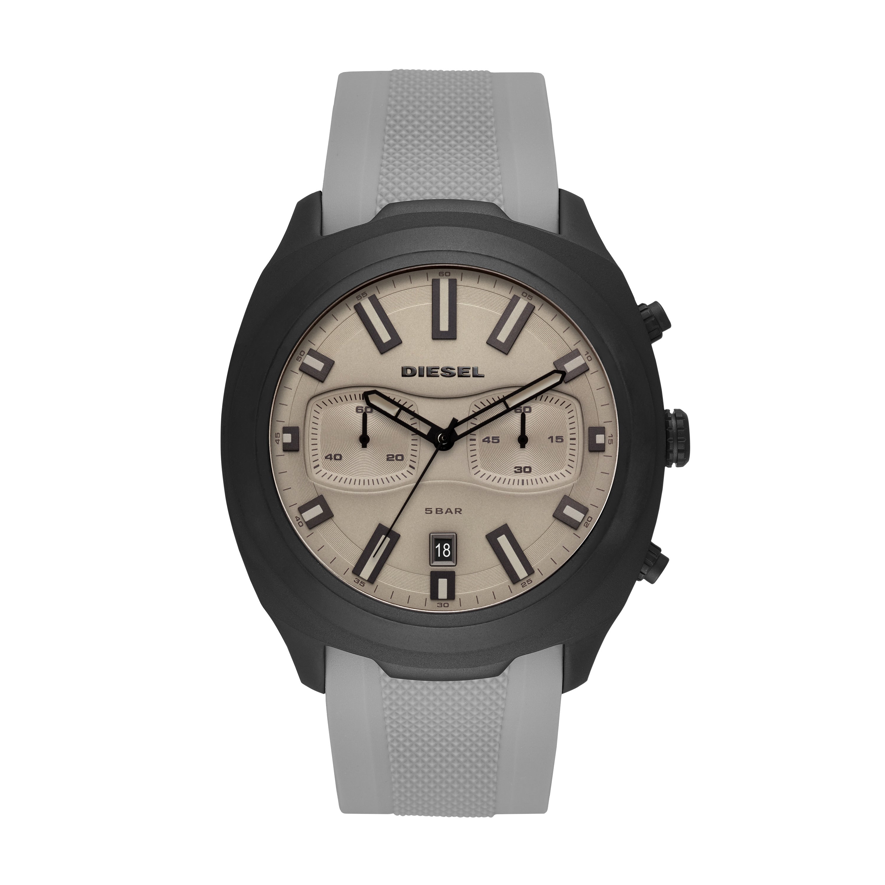 Men's Diesel DZ 4498- Grey Silicone Strap Watch