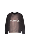 Purple Denim Sweatshirt - Bleached Fleece Crewneck