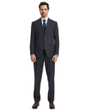 Stacy Adams 3 PC Charcoal Solid Mens Suit