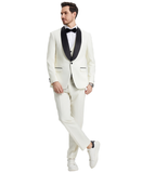 Stacy Adams 3 PC Ivory Solid Tuxedo Mens Suit