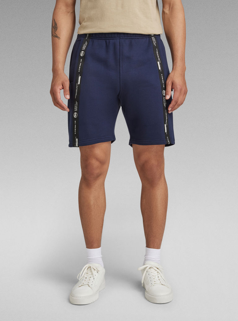 navy blue tape shorts