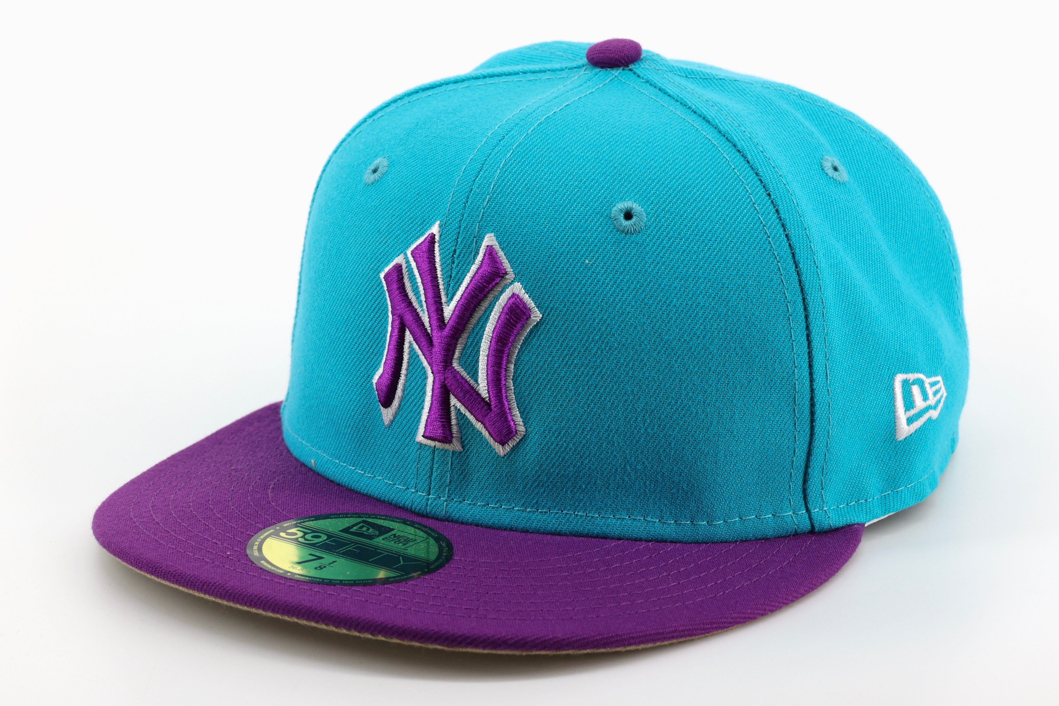 Teal yankees fitted hat Clearance