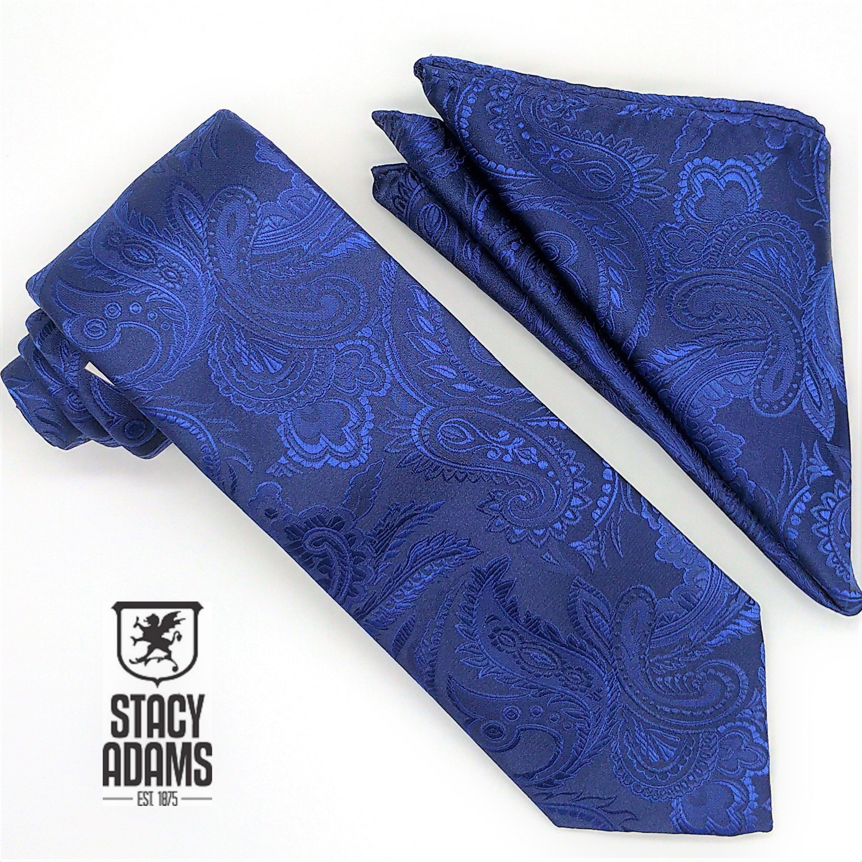 navy blue tie & hanky set